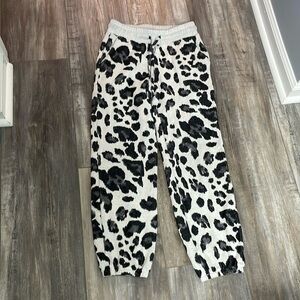 Twenty Montreal White Leopard Jogger Sweatpants Drawstring Size XS